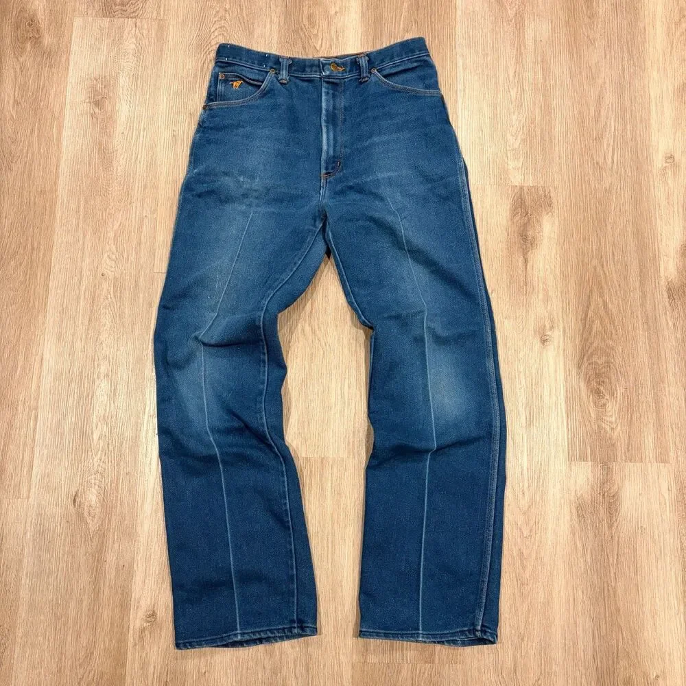Vintage 70s Wrangler Bootcut Jean Men's Size 32x31 Blue Talon Zipper 8544OPS